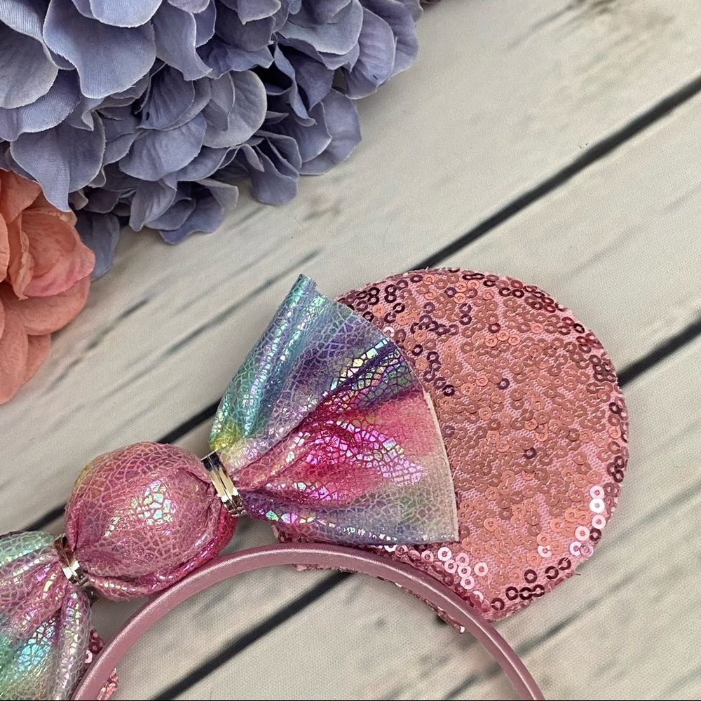 Minnie Mouse Pink Sequin Headband with Candy Bow - Picture 6 of 14